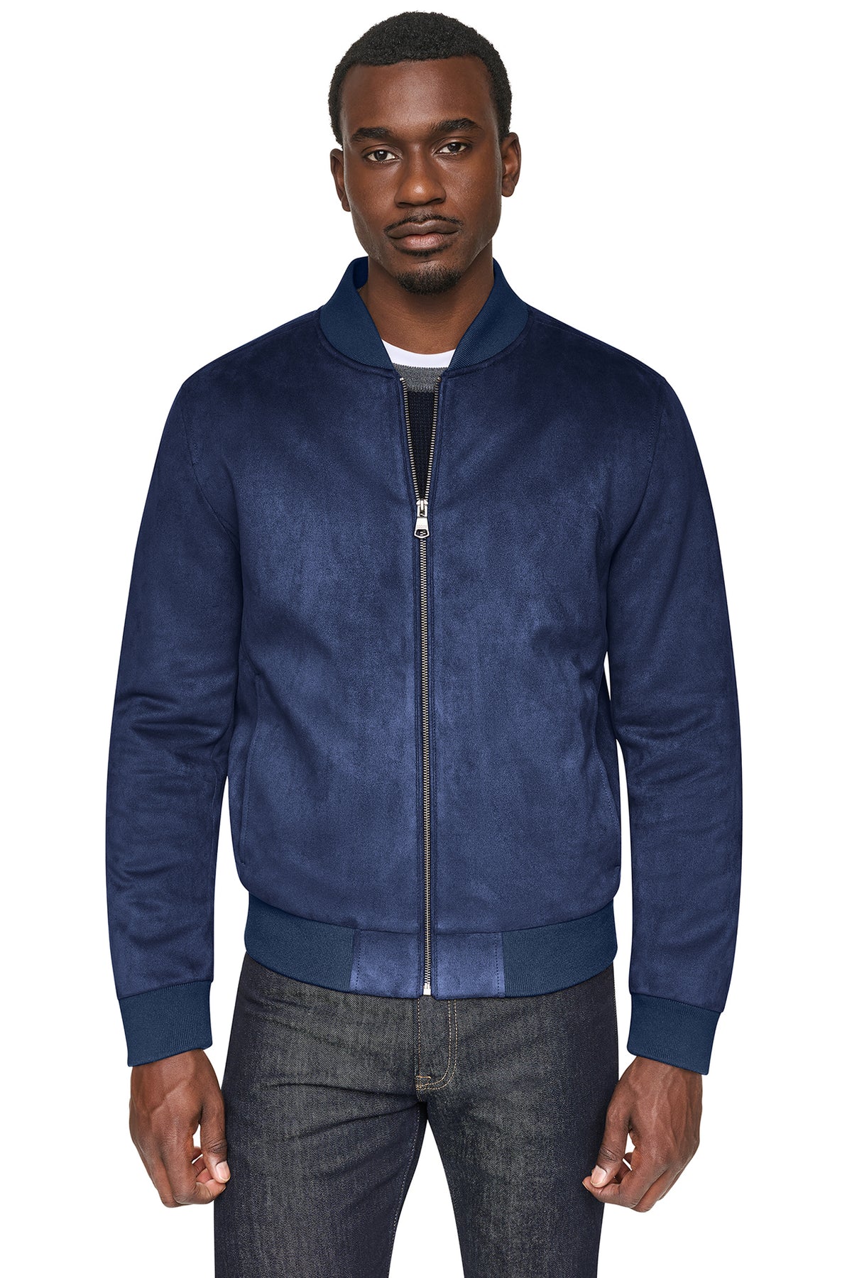 FAUX SUEDE BOMBER JACKET VIEW 1