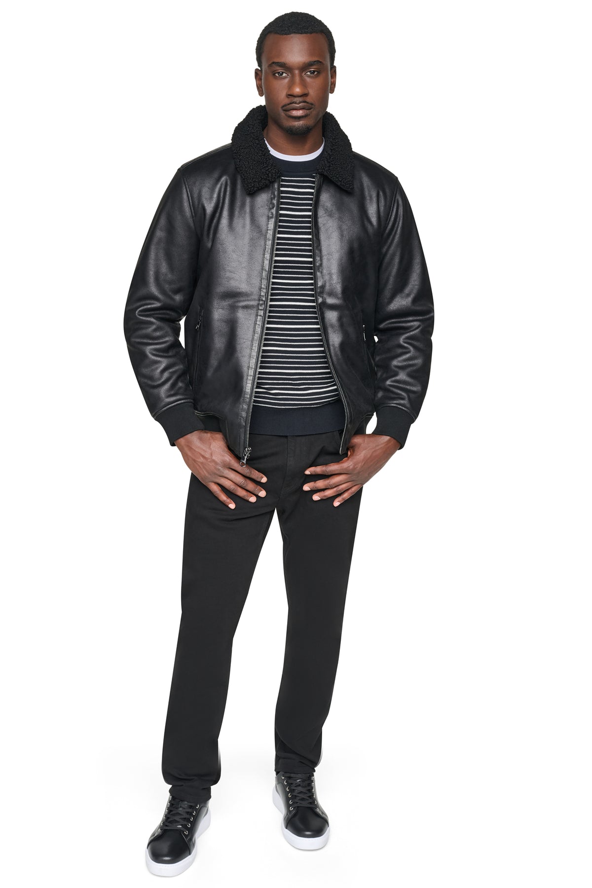 FAUX SHEARLING BOMBER JACKET VIEW 2