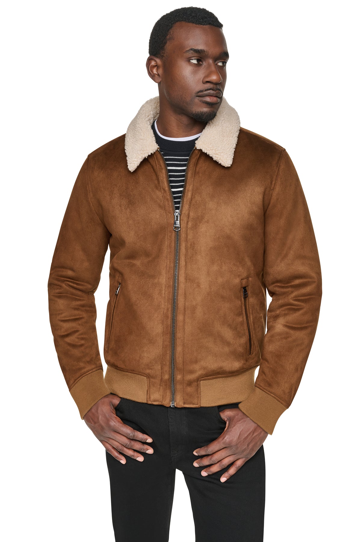 FAUX SHEARLING BOMBER JACKET VIEW 1