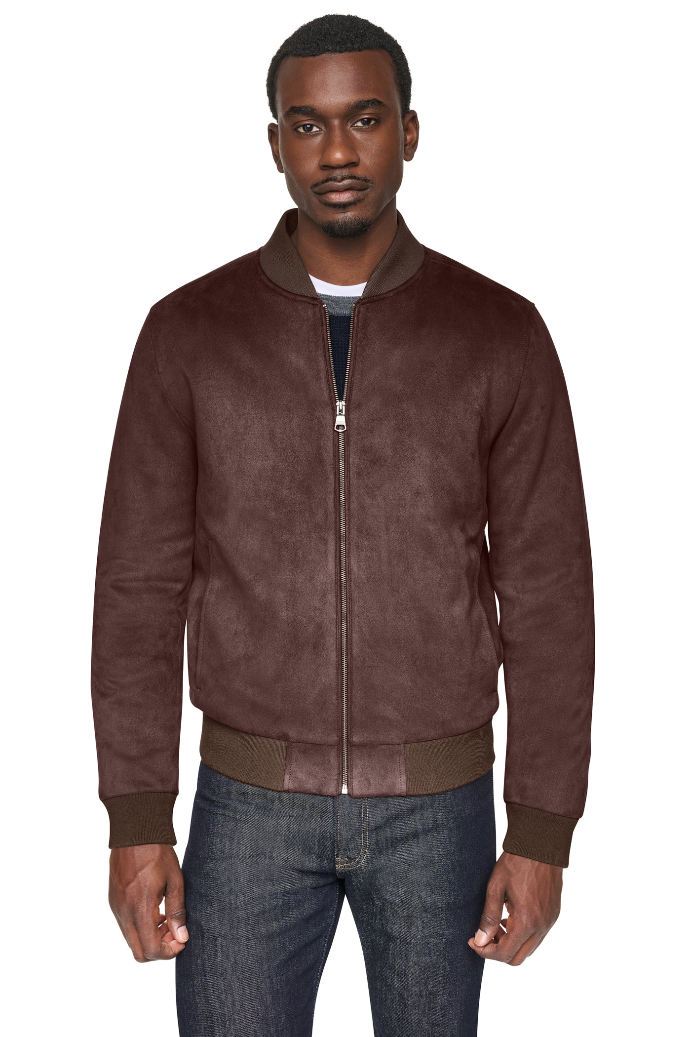 FAUX SUEDE BOMBER JACKET VIEW 1