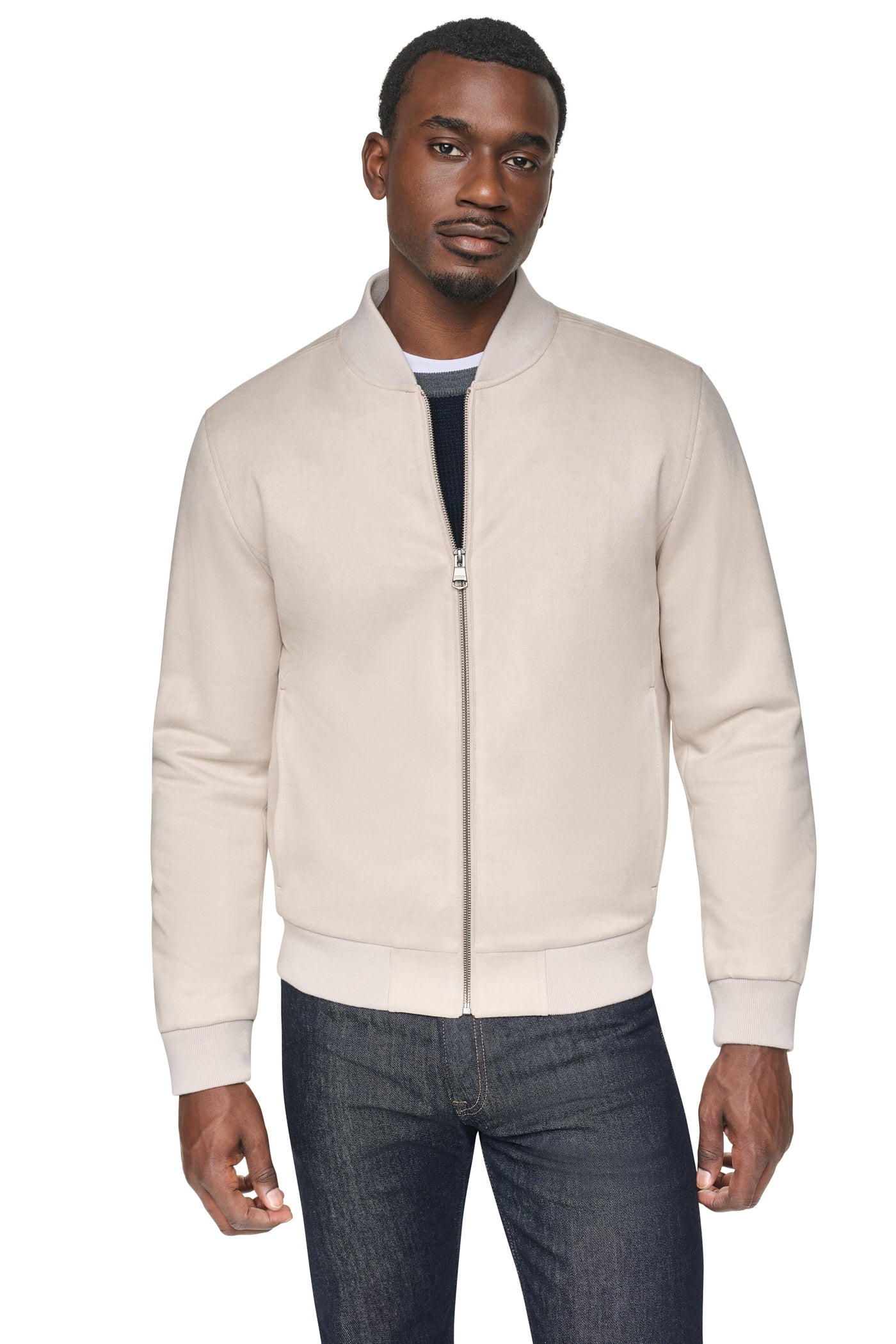 FAUX SUEDE BOMBER JACKET VIEW 1