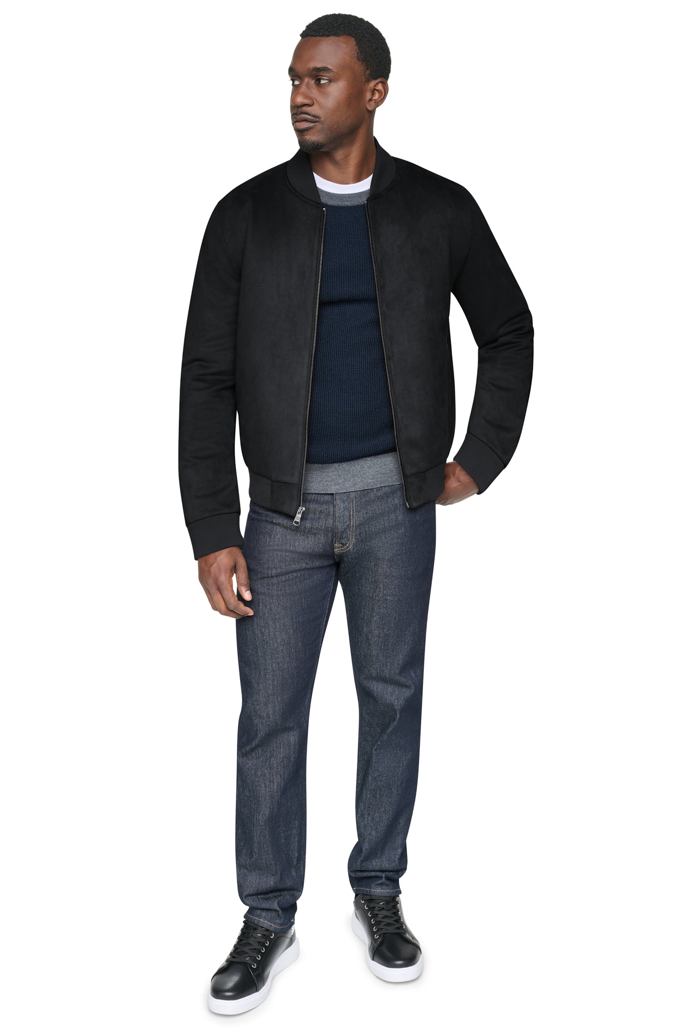 FAUX SUEDE BOMBER JACKET VIEW 2