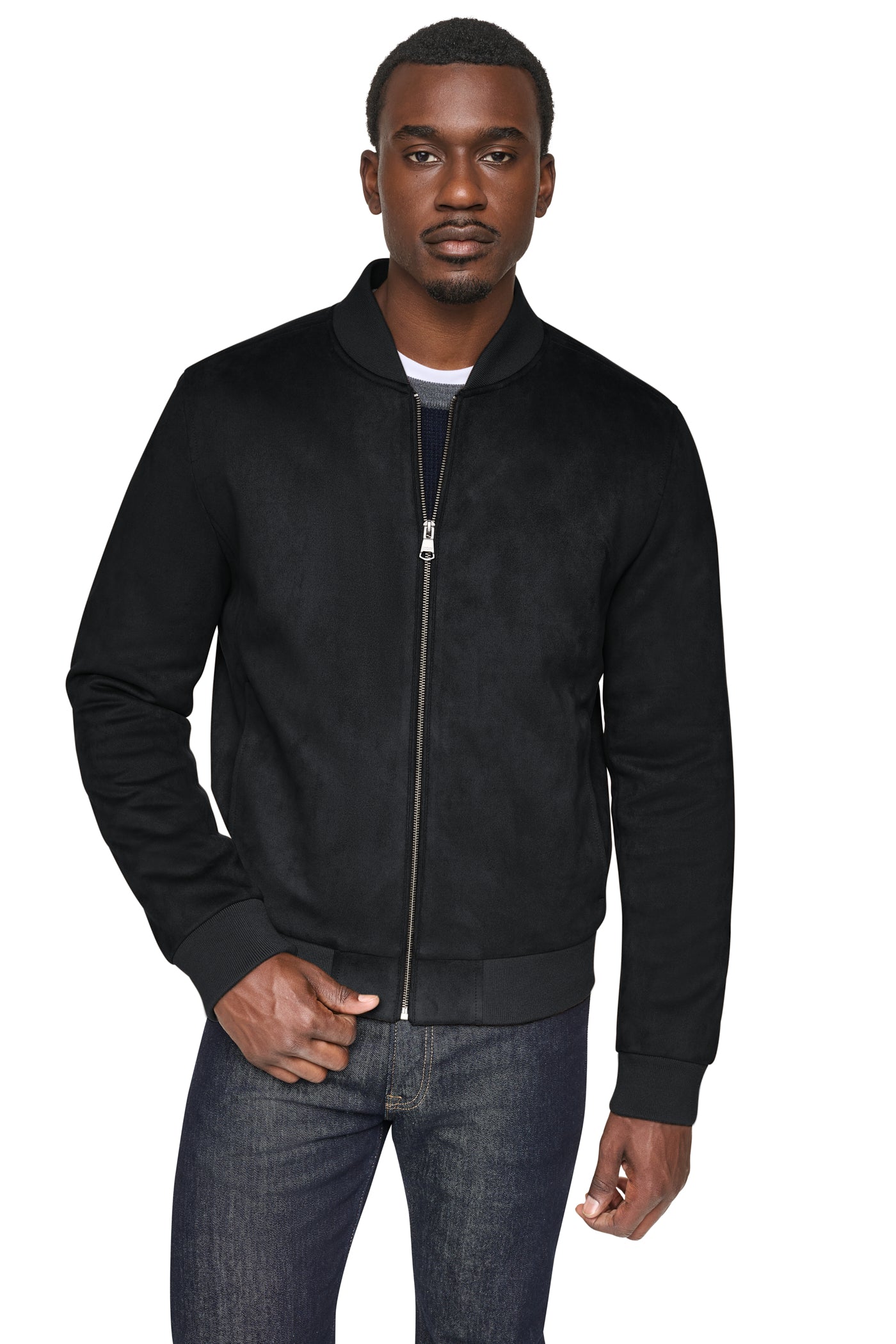 FAUX SUEDE BOMBER JACKET VIEW 1
