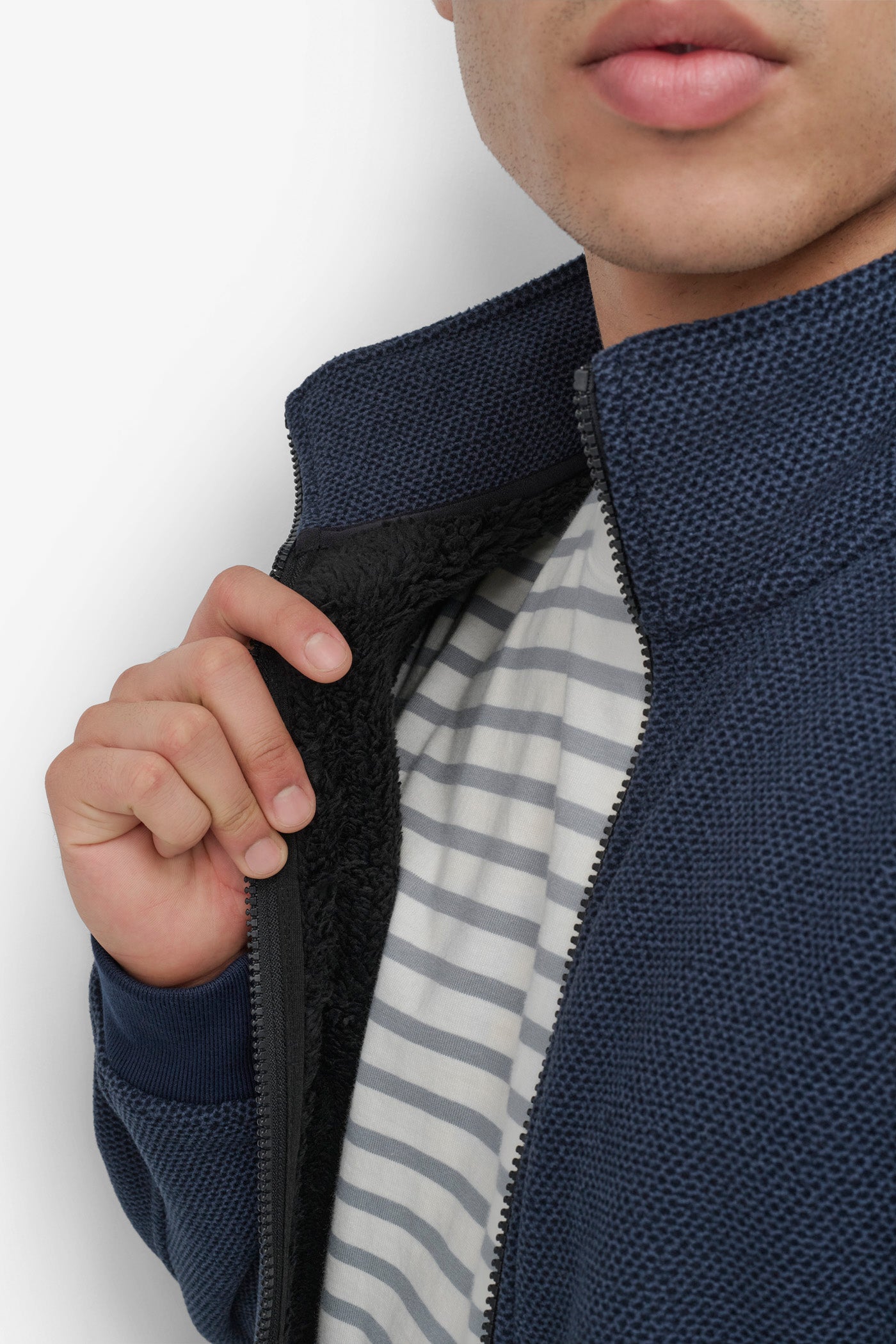 SHERPA LINED SWEATER KNIT BOMBER VIEW 5 | Mens Coats and Jackets