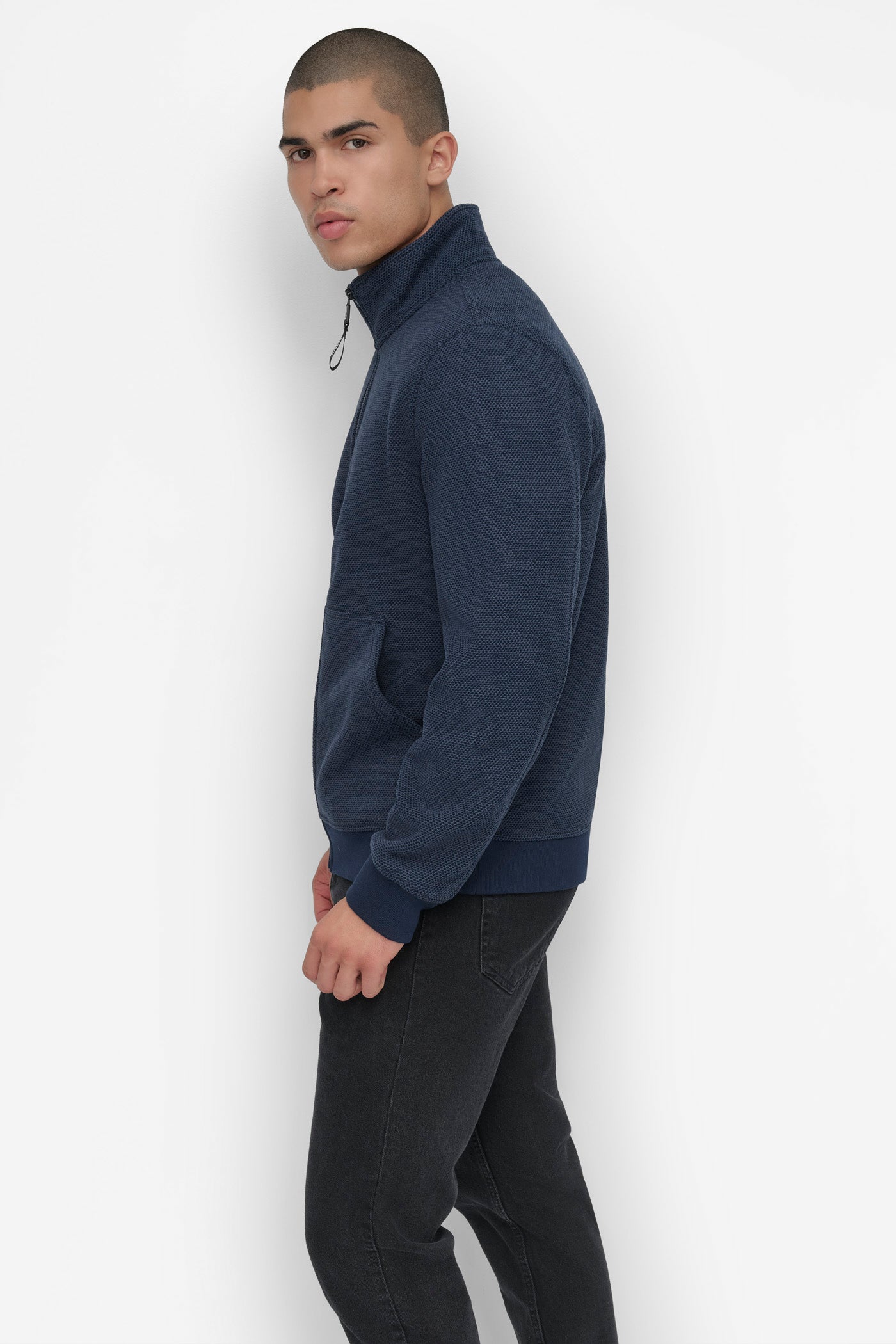 SHERPA LINED SWEATER KNIT BOMBER VIEW 3 | Mens Coats and Jackets