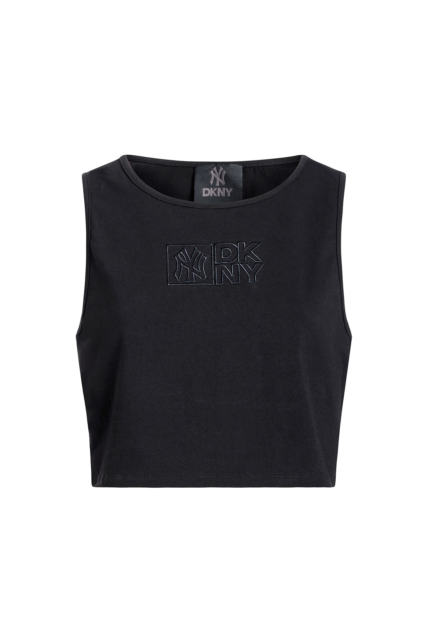 Black DKNY X YANKEES CROPPED TANK, VIEW 1 | FALL PRE-ORDER