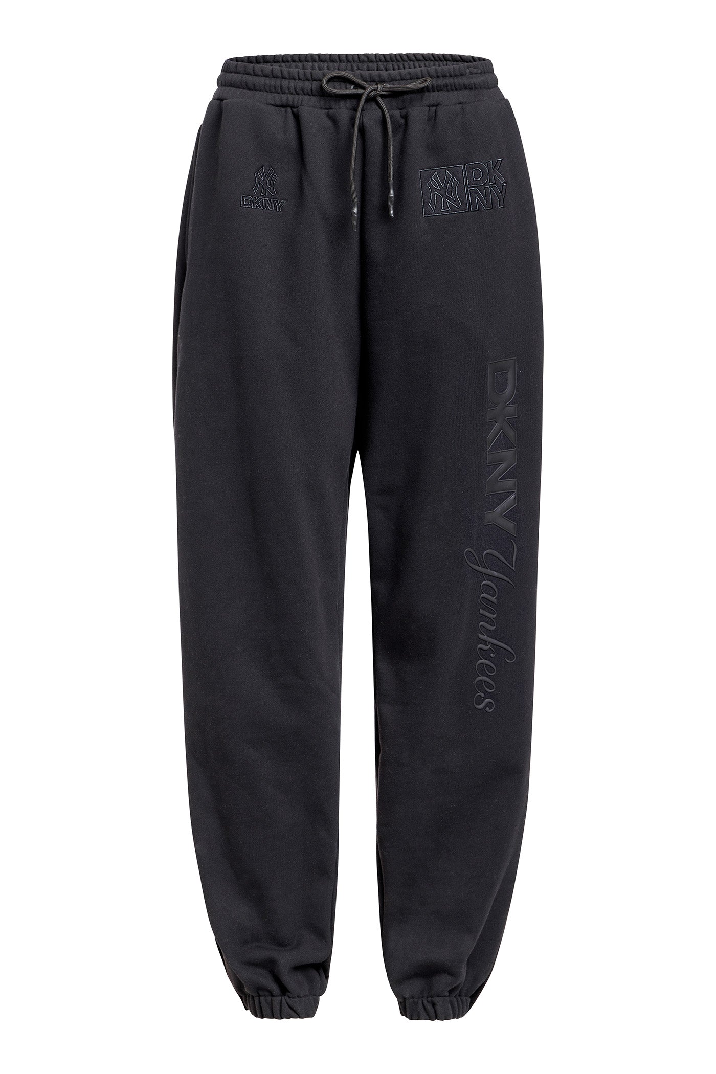 Black DKNY X YANKEES EMBELLISHED TRACK PANT, VIEW 1 | FALL PRE-ORDER