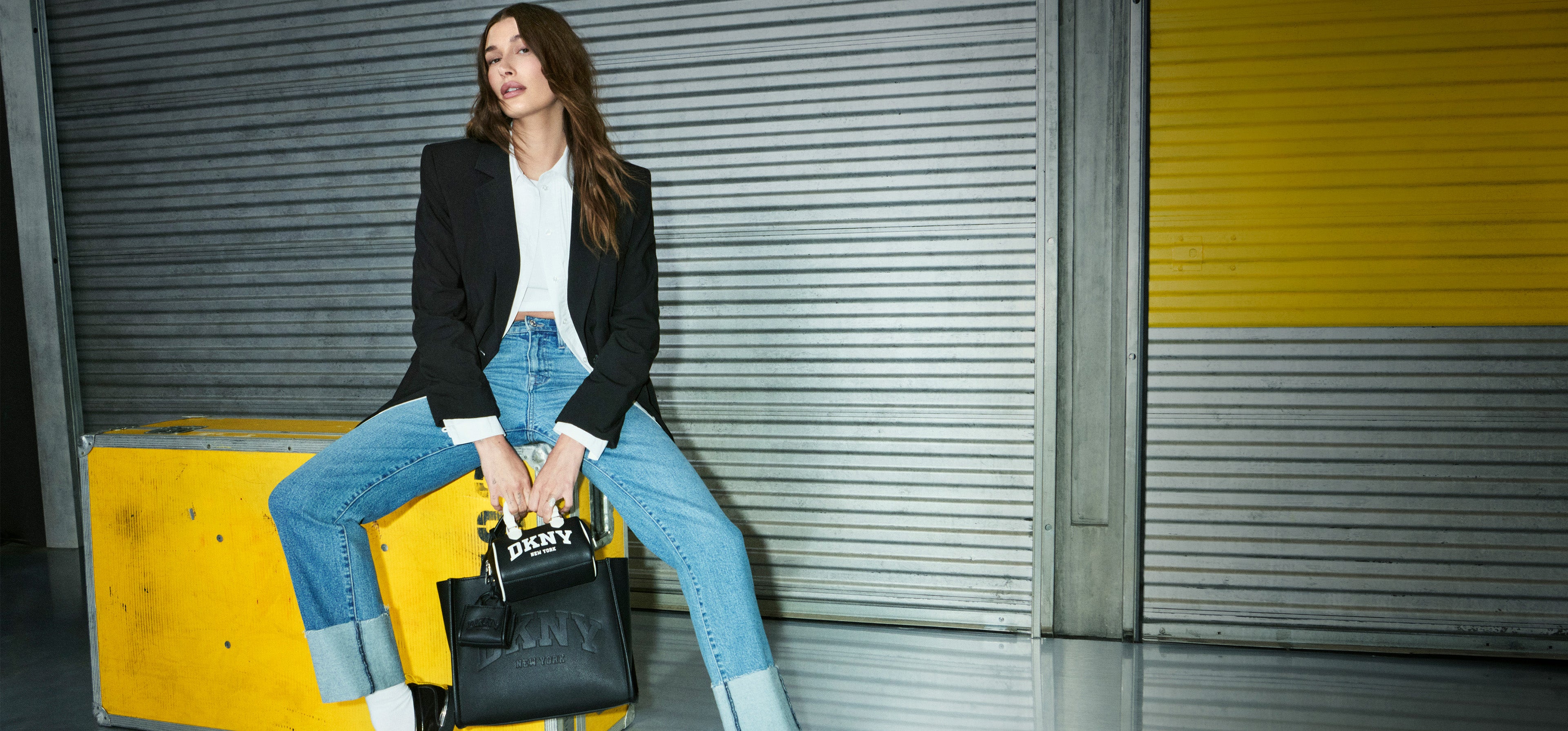 DKNY バンダナ NEW DKNY Black LOGO Webbing Bag Shoulder Crossbody Strap