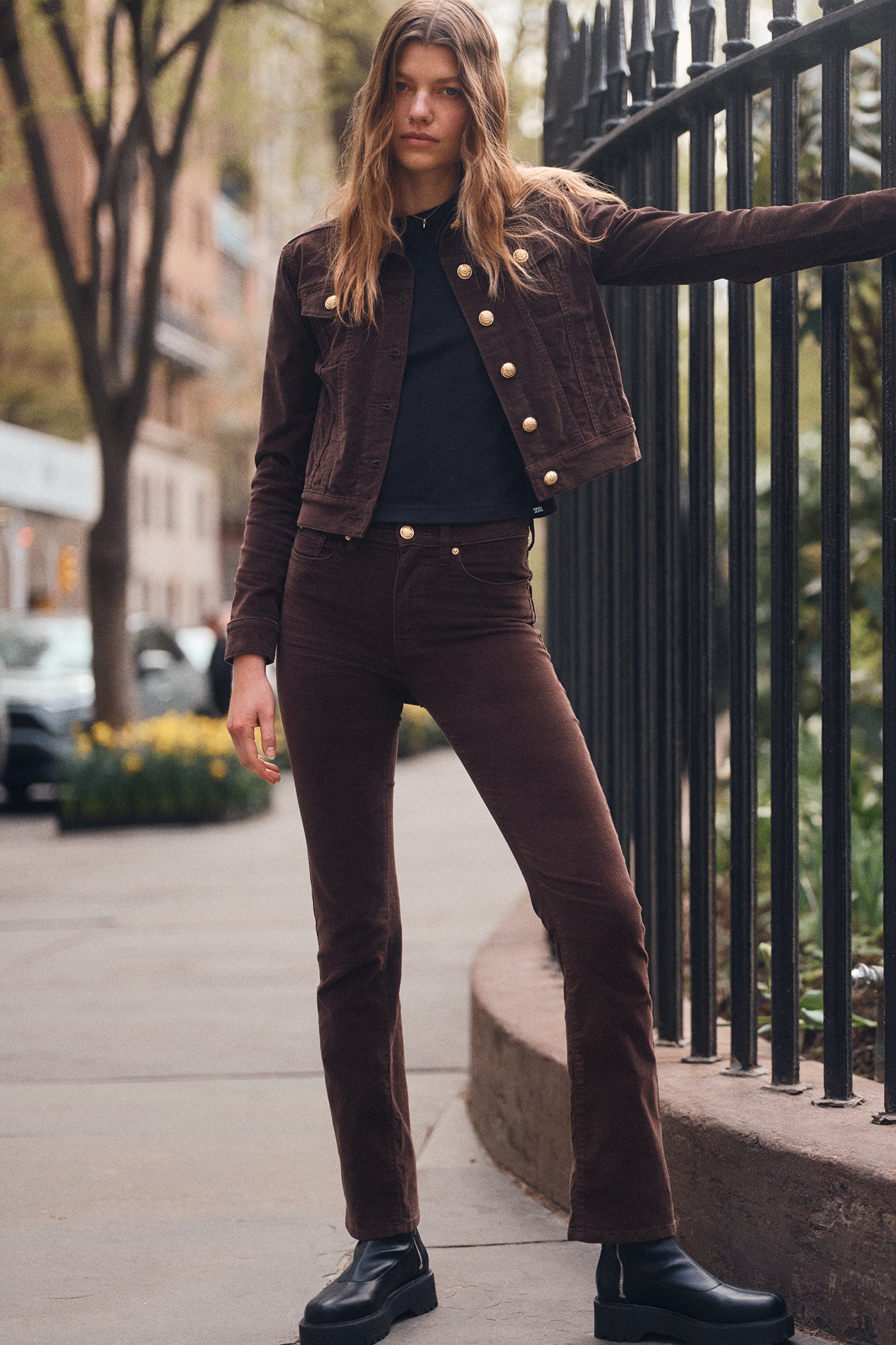 ESPRESSO CROPPED FAUX SUEDE JACKET, BACK VIEW | WOMENS COATS & JACKETS