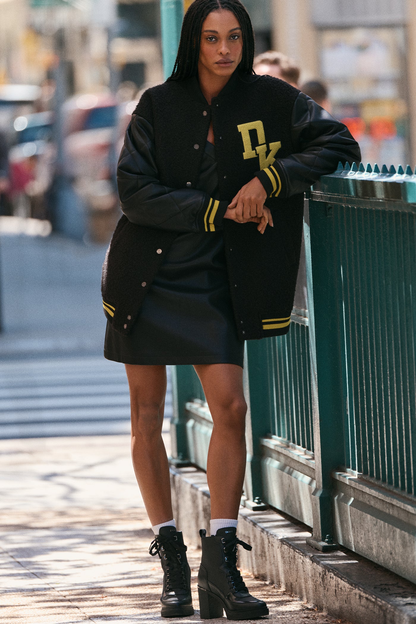 Black LONG SLEEVE TIGHT BOUCLE LOGO BUTTON FRONT JACKET, BACK VIEW | WOMENS COATS & JACKETS