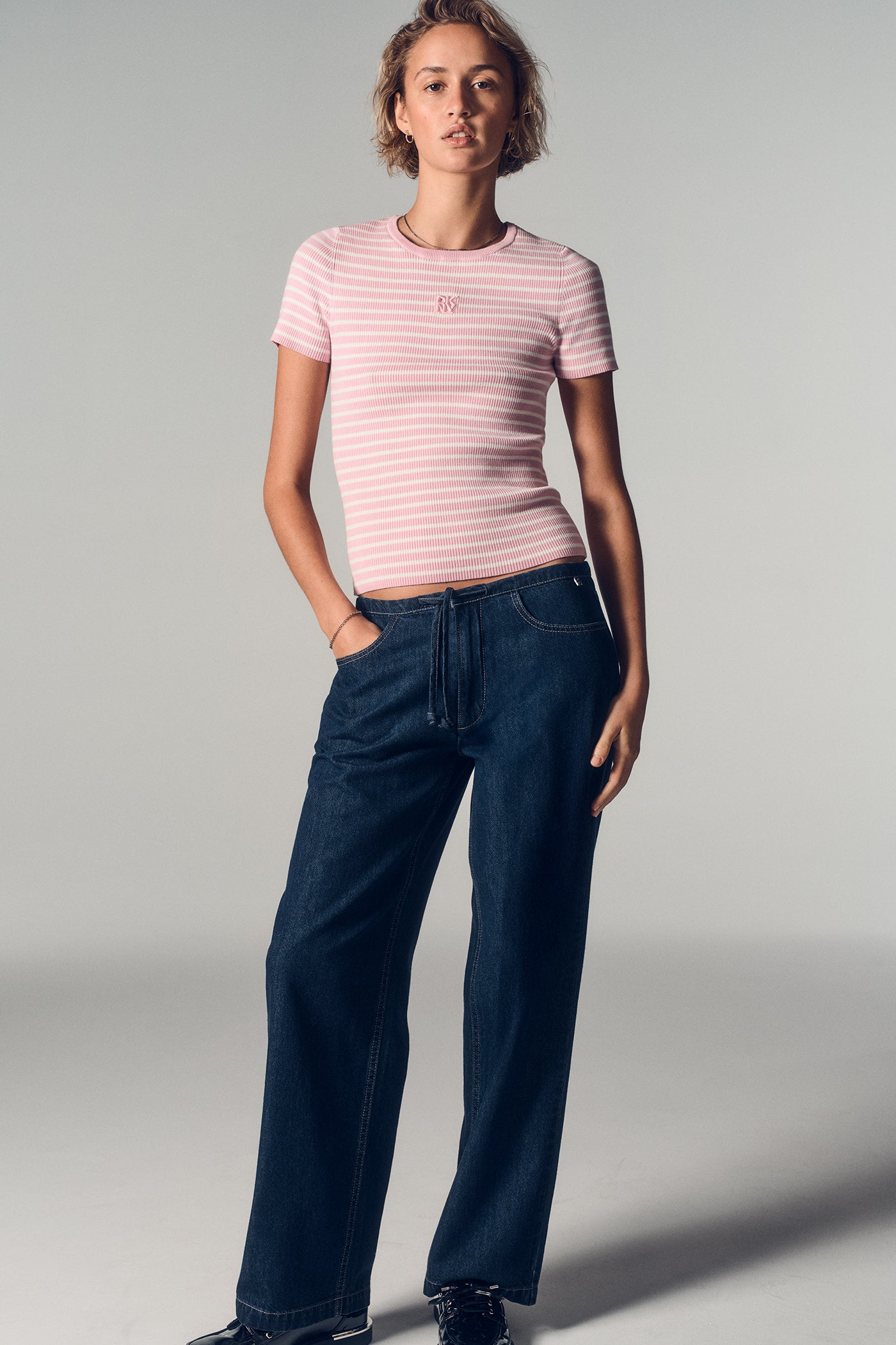 CREW NECK STRIPED TEE VIEW 2 | Tees & Tanks