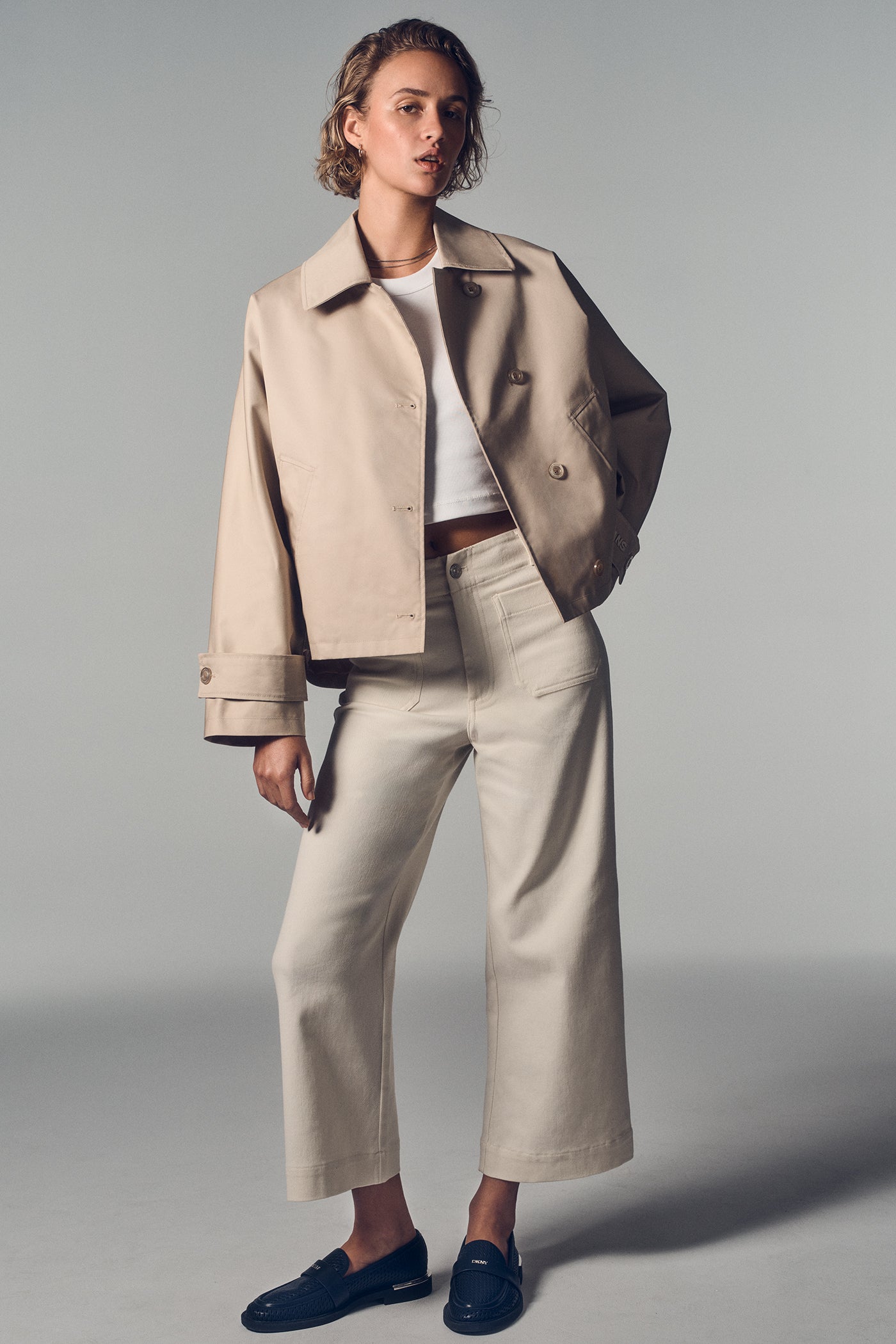 Eggnog HIGH-RISE CROPPED WIDE LEG PANTS, BACK VIEW | Pants & Denim