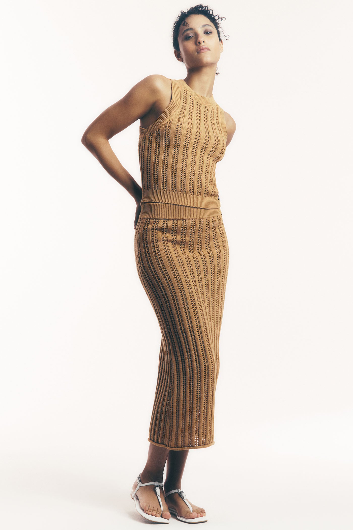 CABLE POINTELLE STITCH MIDI SKIRT VIEW 8 | Skirts