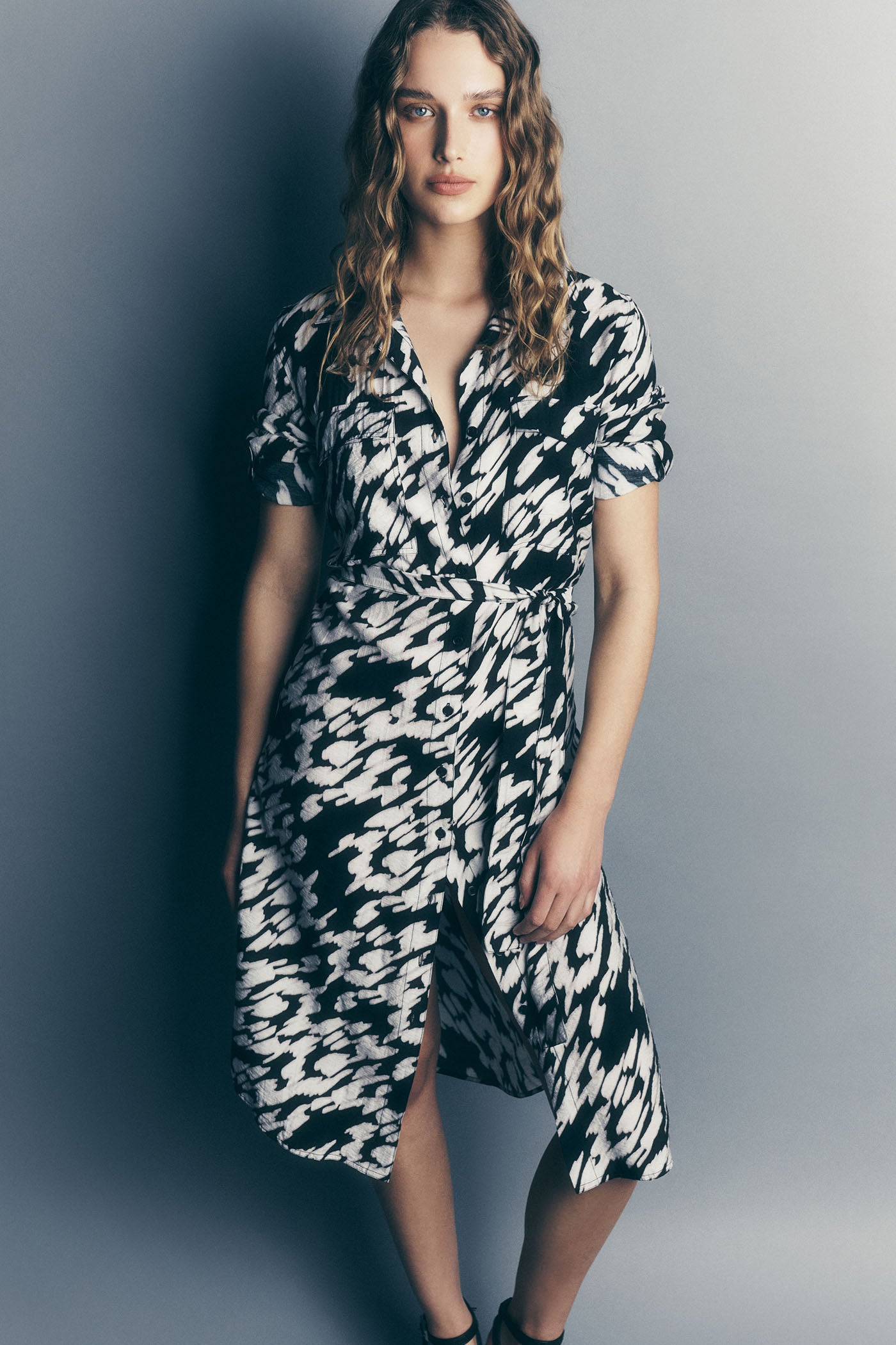 BELTED TIERED MIDI SHIRT DRESS VIEW 9 | SALE DRESSES