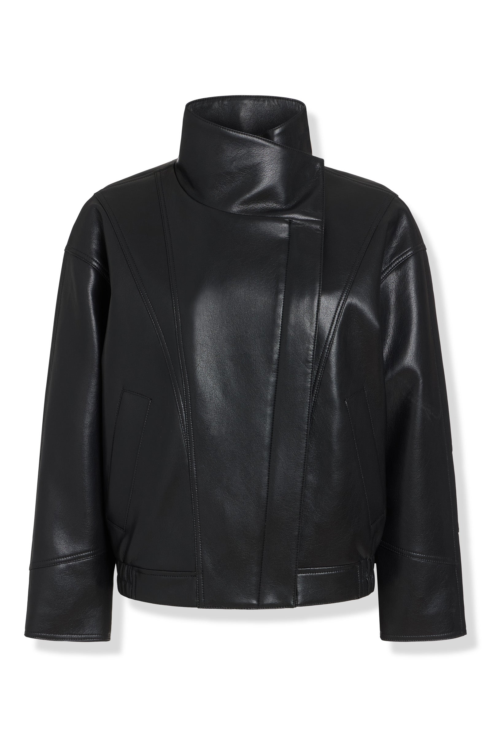 ASYMMETRIC FAUX LEATHER JACKET VIEW 2