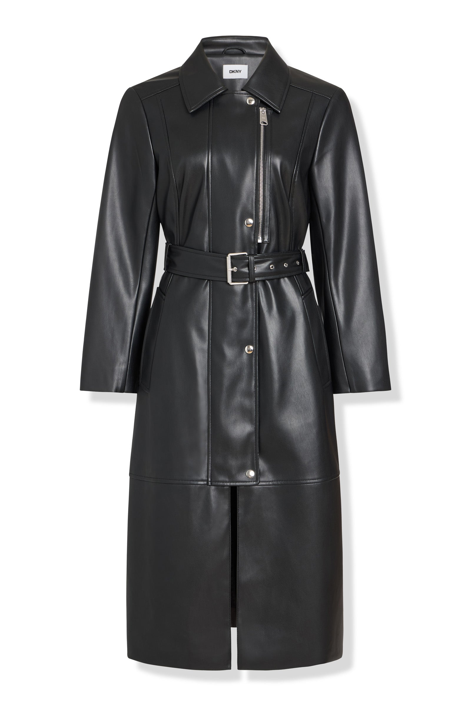 FAUX LEATHER BELTED TRENCH VIEW 2