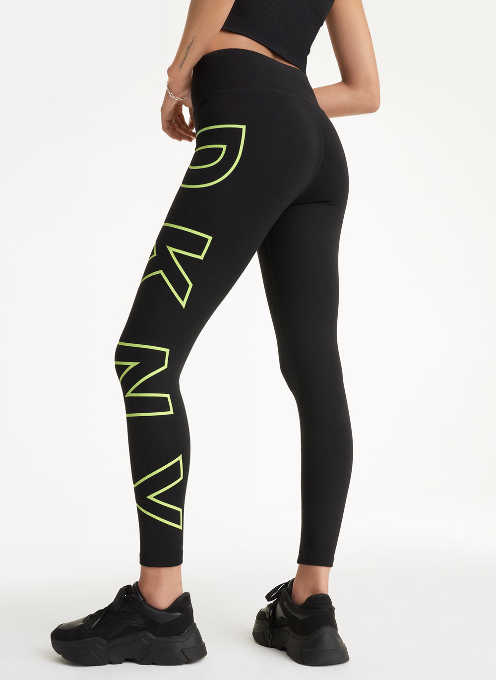 Dkny Womens Exploded Ombre Logo 7 8 Leggings Black Size Medium