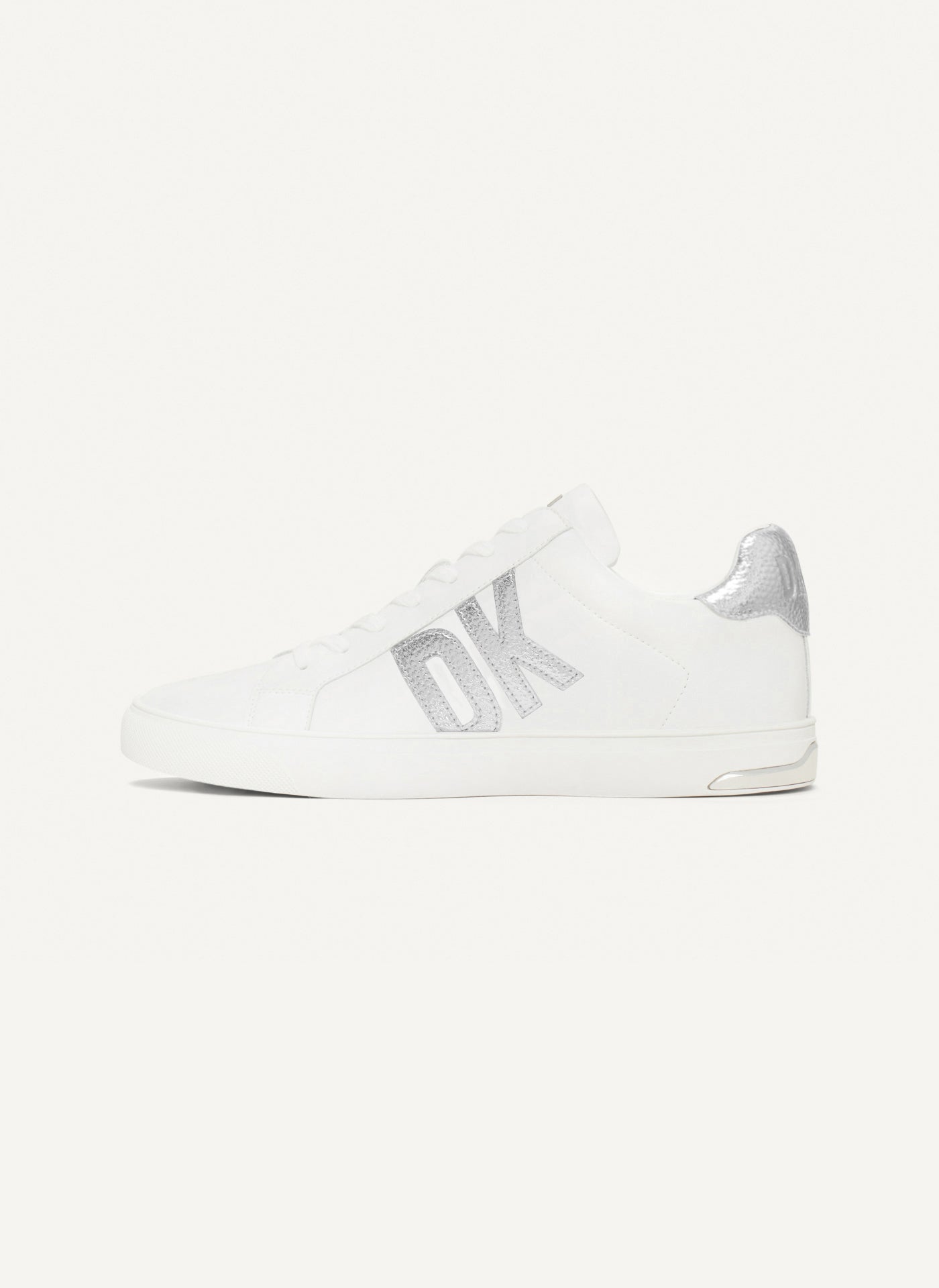 BRIGHT WHITE/SILVER ABENI LOGO LOW TOP SNEAKER, VIEW 1 | Included in discounts