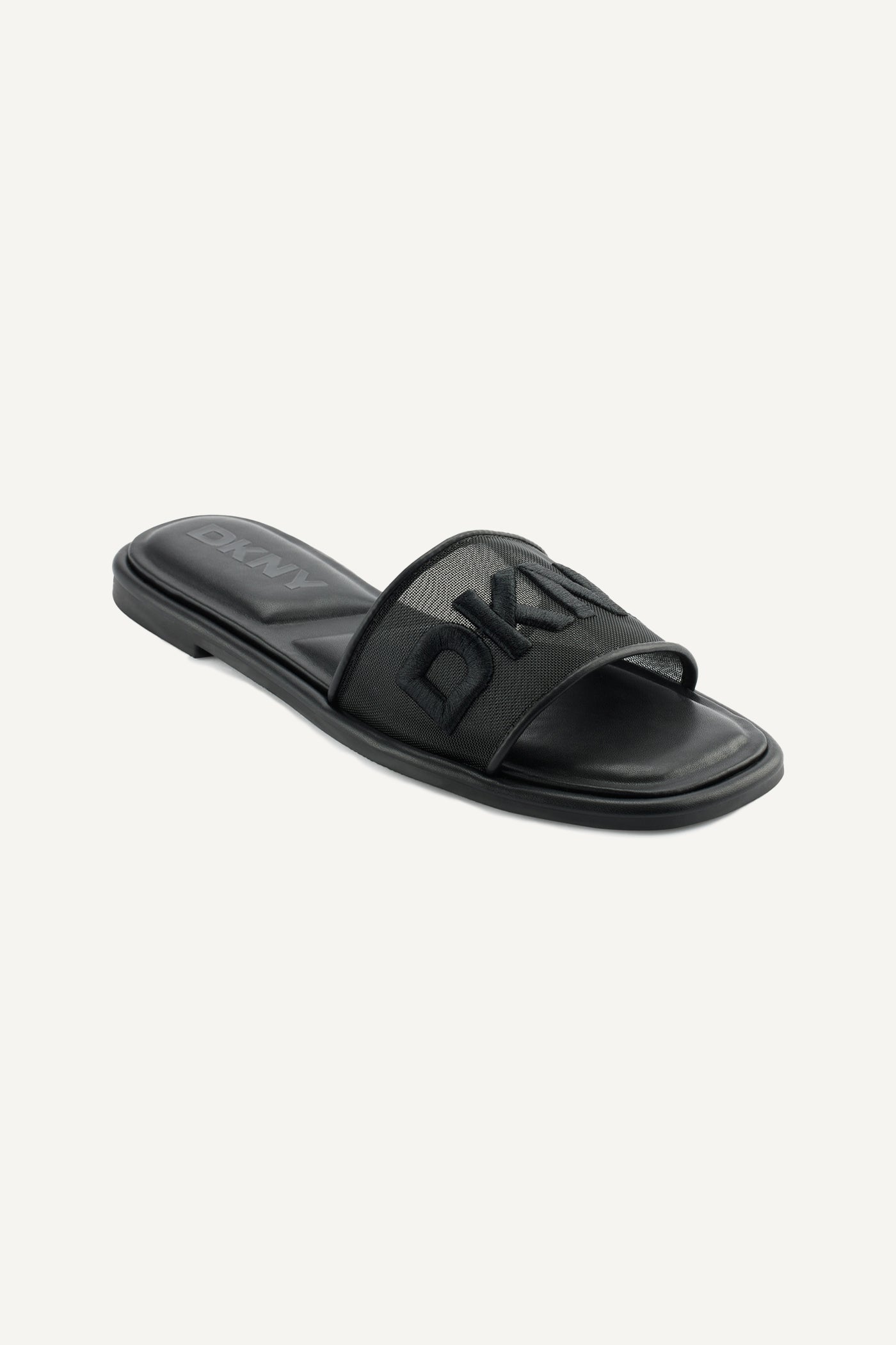 Black BANDIN  LOGO FLAT SLIDE, VIEW 2 | Sandals