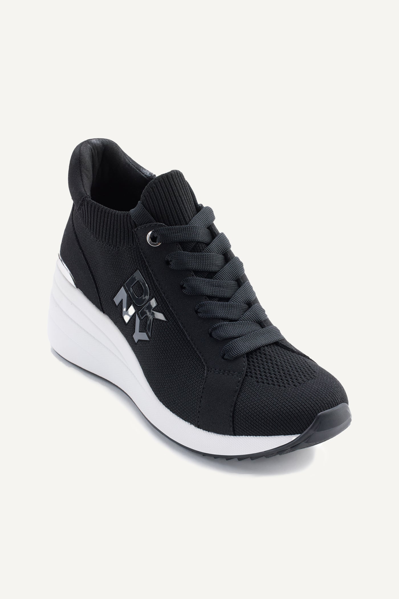 Black KASIA LACE UP WEDGE, VIEW 2 | Sneakers