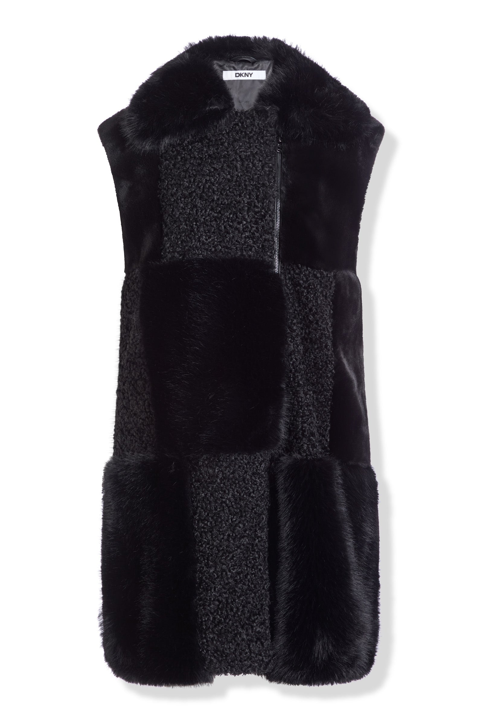 PATCH FAUX FUR LONG VEST VIEW 2