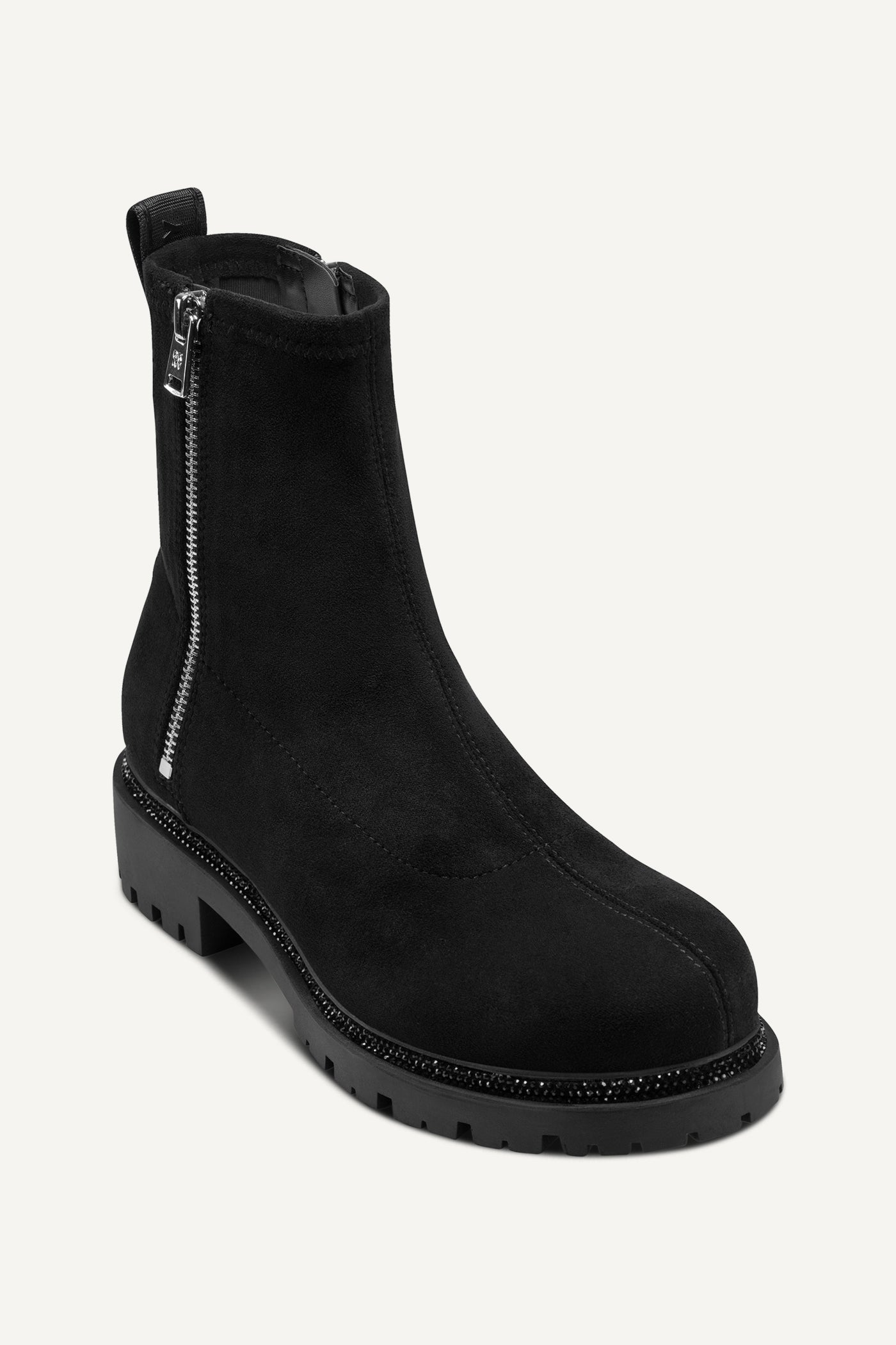 Black ROSCOE LUG BOOTIE WITH ZIPPER, VIEW 2 | Shoes