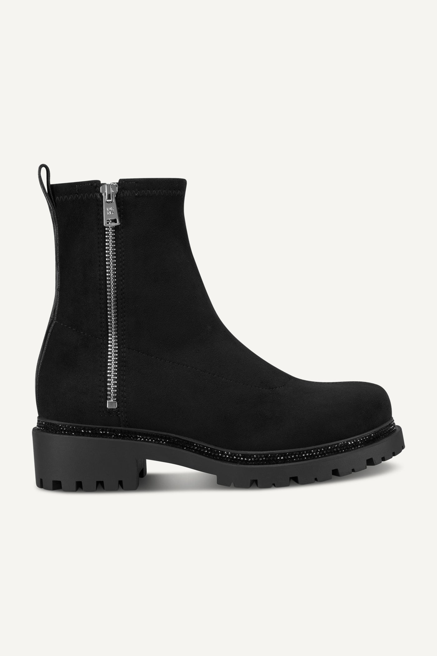 Black ROSCOE LUG BOOTIE WITH ZIPPER, VIEW 1 | Shoes