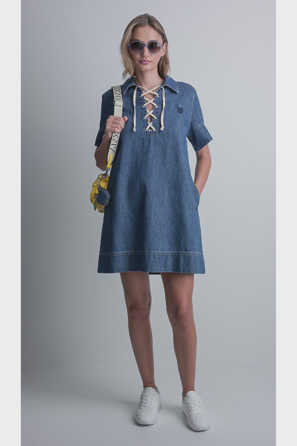 dkny denim dress Puff Sleeve This mini denim dress DKNY Denim Mini Shirt Dress